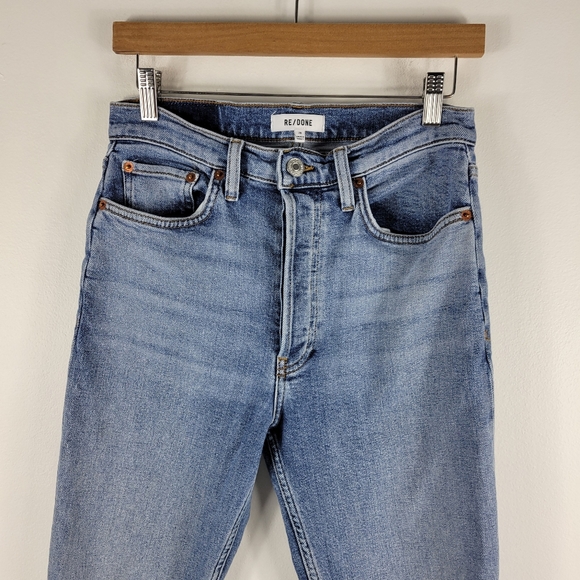Re/Done 90s High Rise Ankle Crop Slim Straight Button Fly Jeans Mid90s - Picture 3 of 15